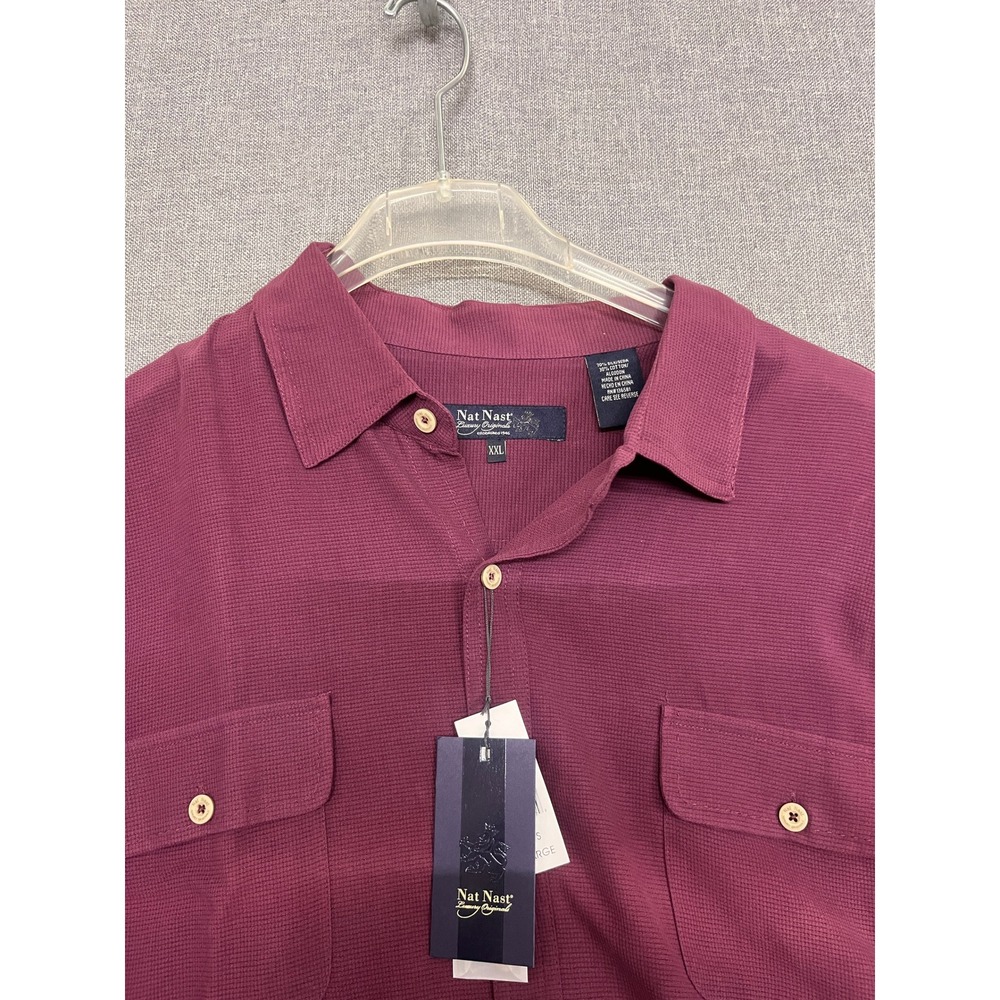 Nat Nast Luxury Originals Mens XXL Cabernet Silk Cotton Button Up Shirt 0253